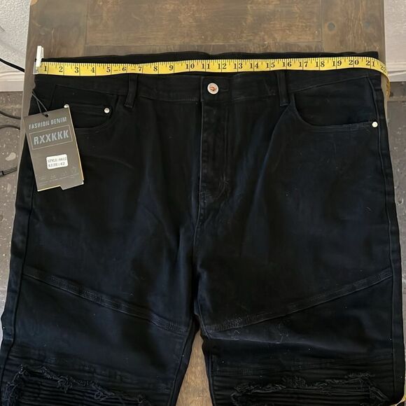 RXXKKK Men's Classic Regular Fit Zipper Fly Biker Jeans - Picture 12 of 16